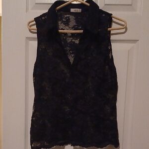 + Cache Black Lace Sleeveless Blouse
